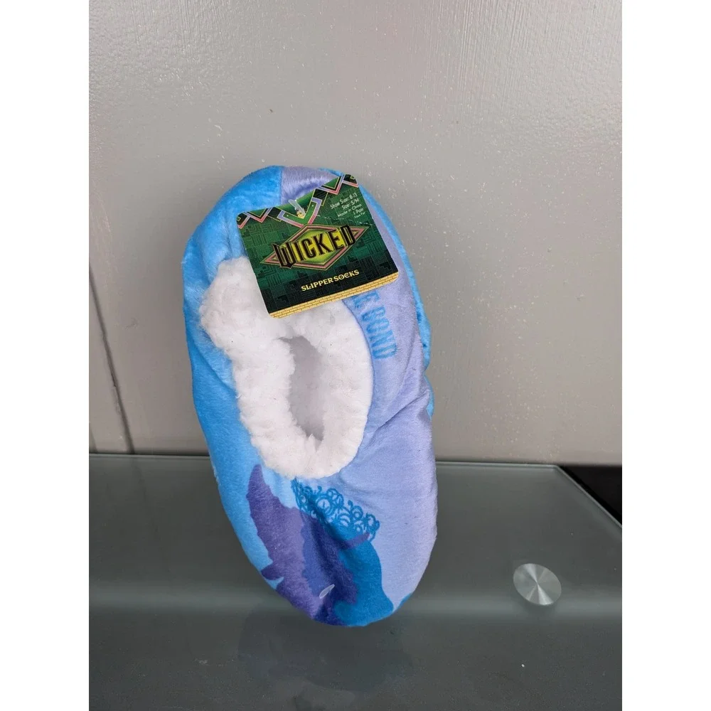 Wicked Movie Kids Slipper Socks Blue Purple Glinda Sisterly Bond S/M 8-13 NWT
